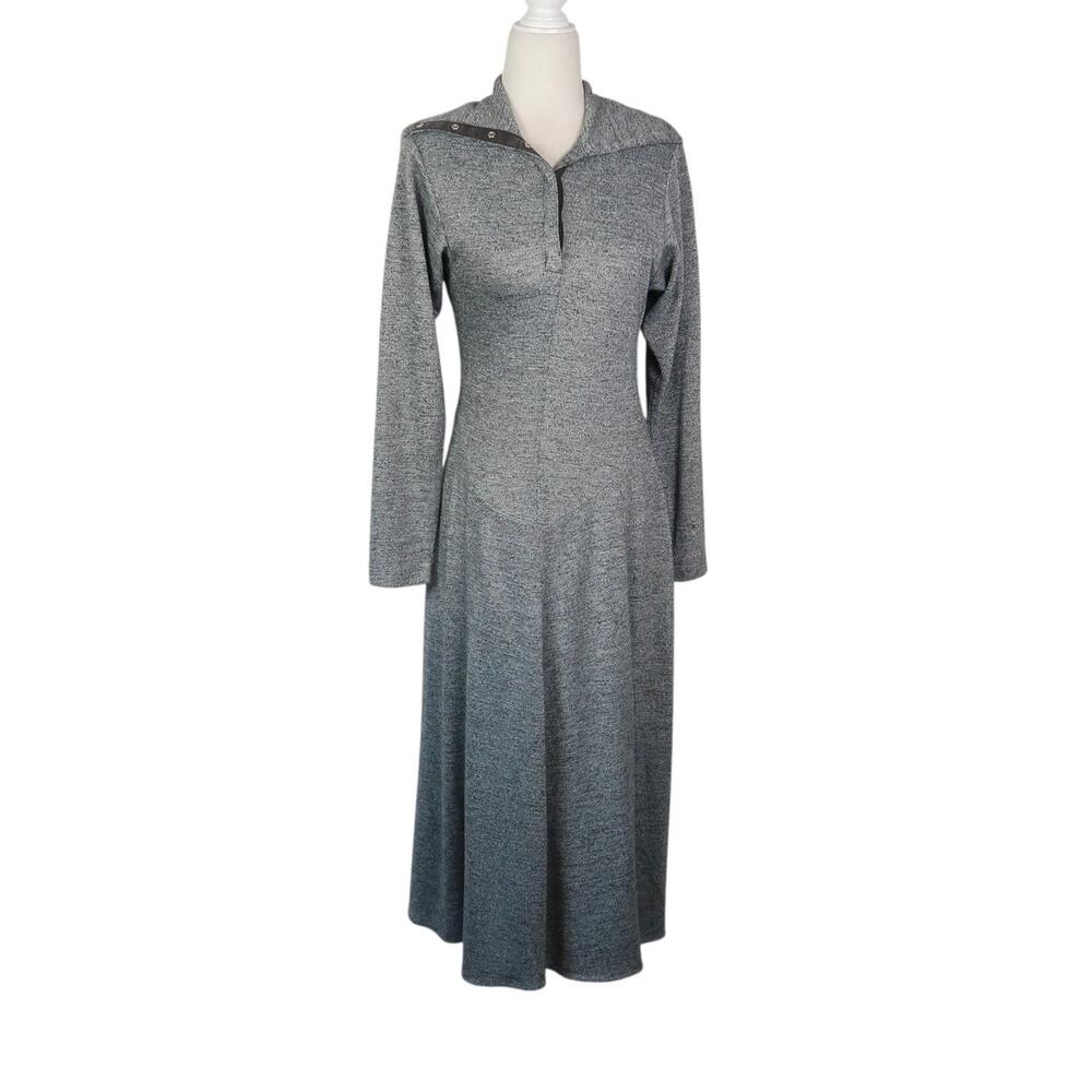 Vintage 70s Oops California Grey Acrylic Knit Midi Sweater Dress 8